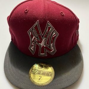 Maroon Yankee Fitted Hat
